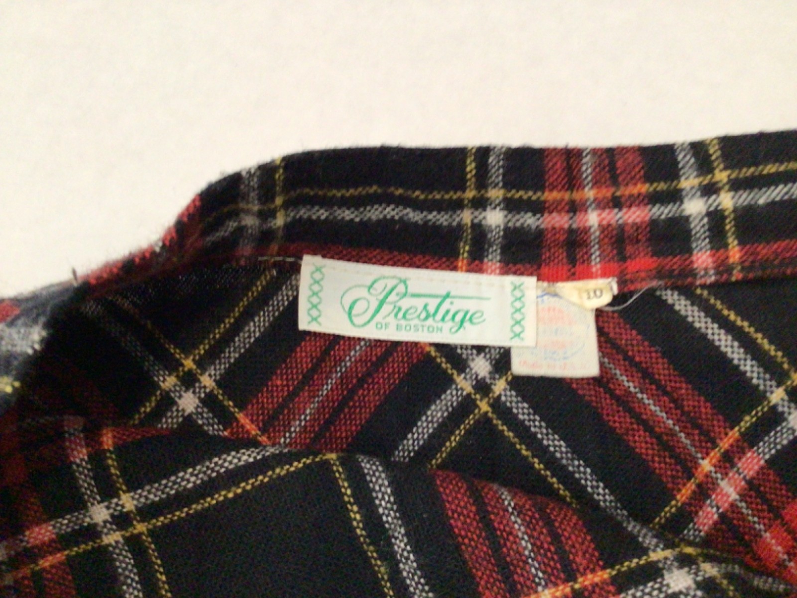 Prestige Of Boston Maxi Skirt Red Wool Tartan Plaid Womens Size 10 Vtg 70s