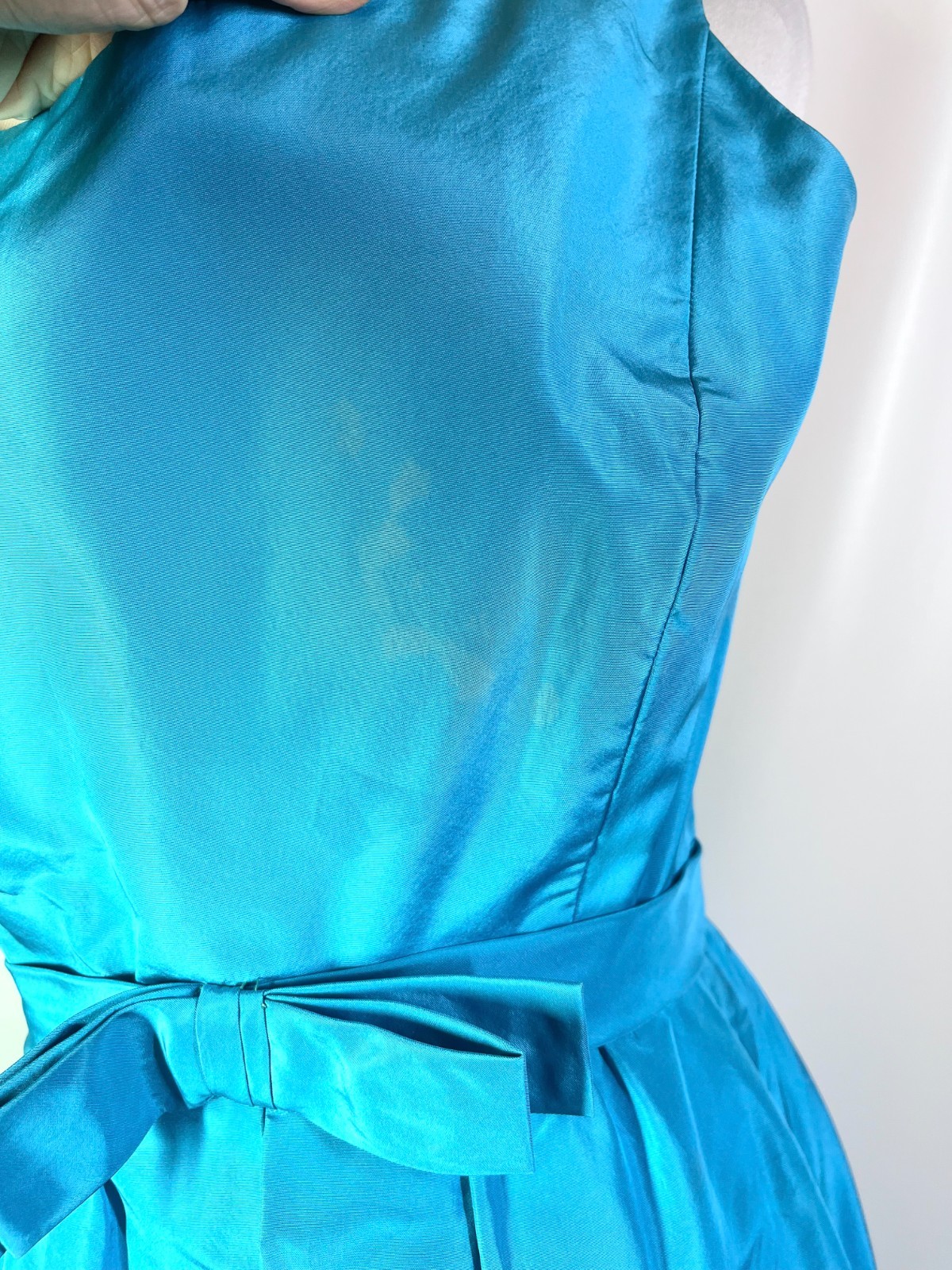Vintage 50s Henri Bendel Young Timers Sleeveless Blue-Green Gown Pockets *Flaws