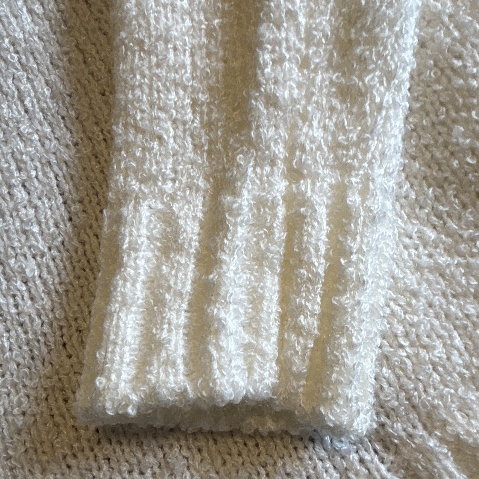 Vintage Le Chois II White Chenille Boucle Cardigan Sweater Sz 40 Taiwan 80s