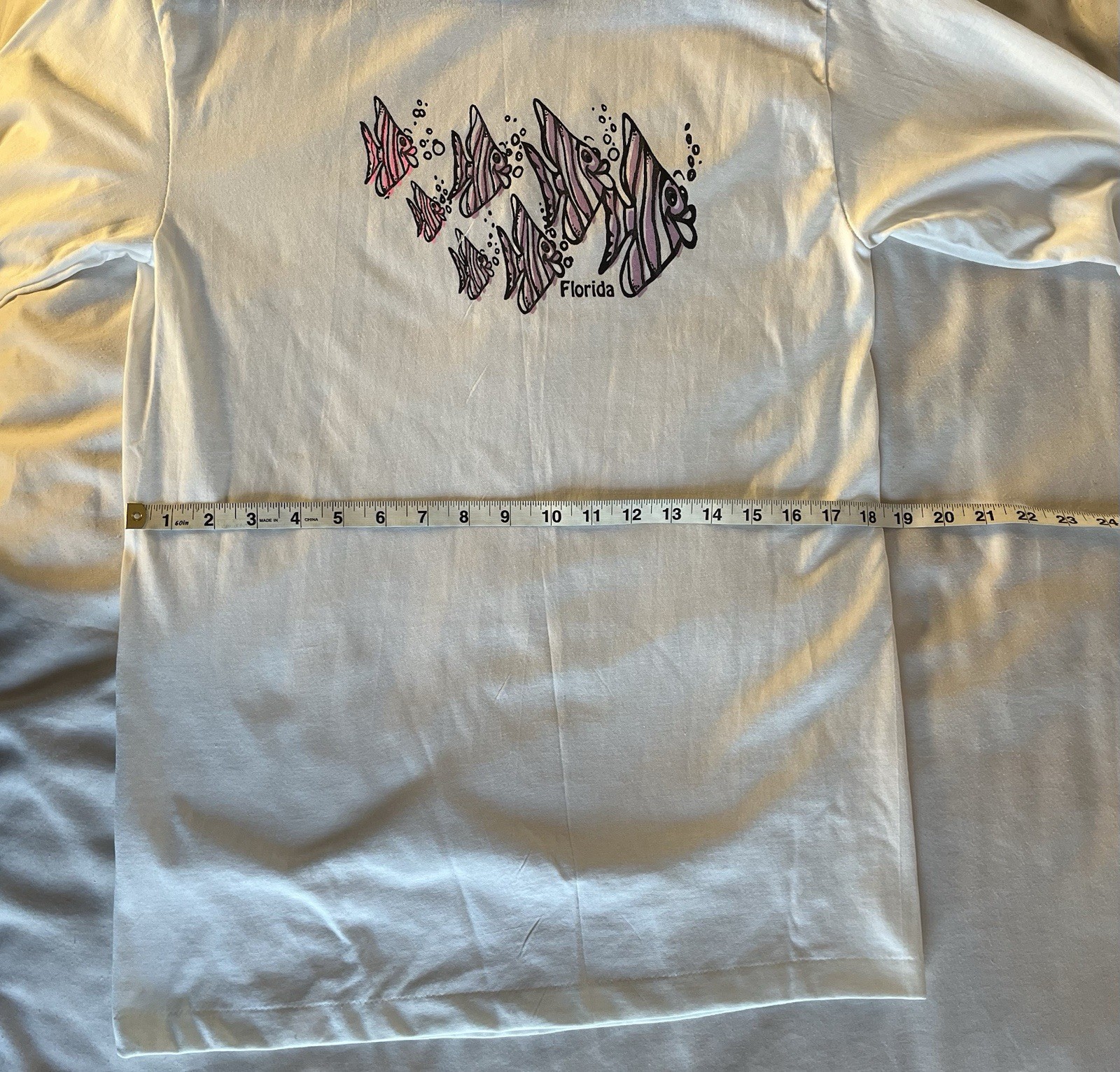 VTG 80/90’s Murina Single Stitch Long Sleeve Angel Fish Florida T’shirt Womens M