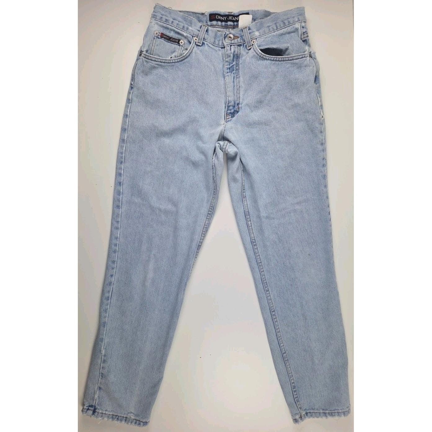 VTG Womens DKNY 90s Light Wash High Waist Tapered Size 12 Mom Jeans Made In USA