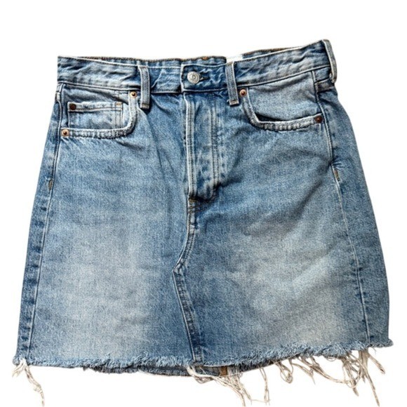 &Denim Raw Hem Distressed Mini Skirt Contrast Pockets 8 Y2K 90s