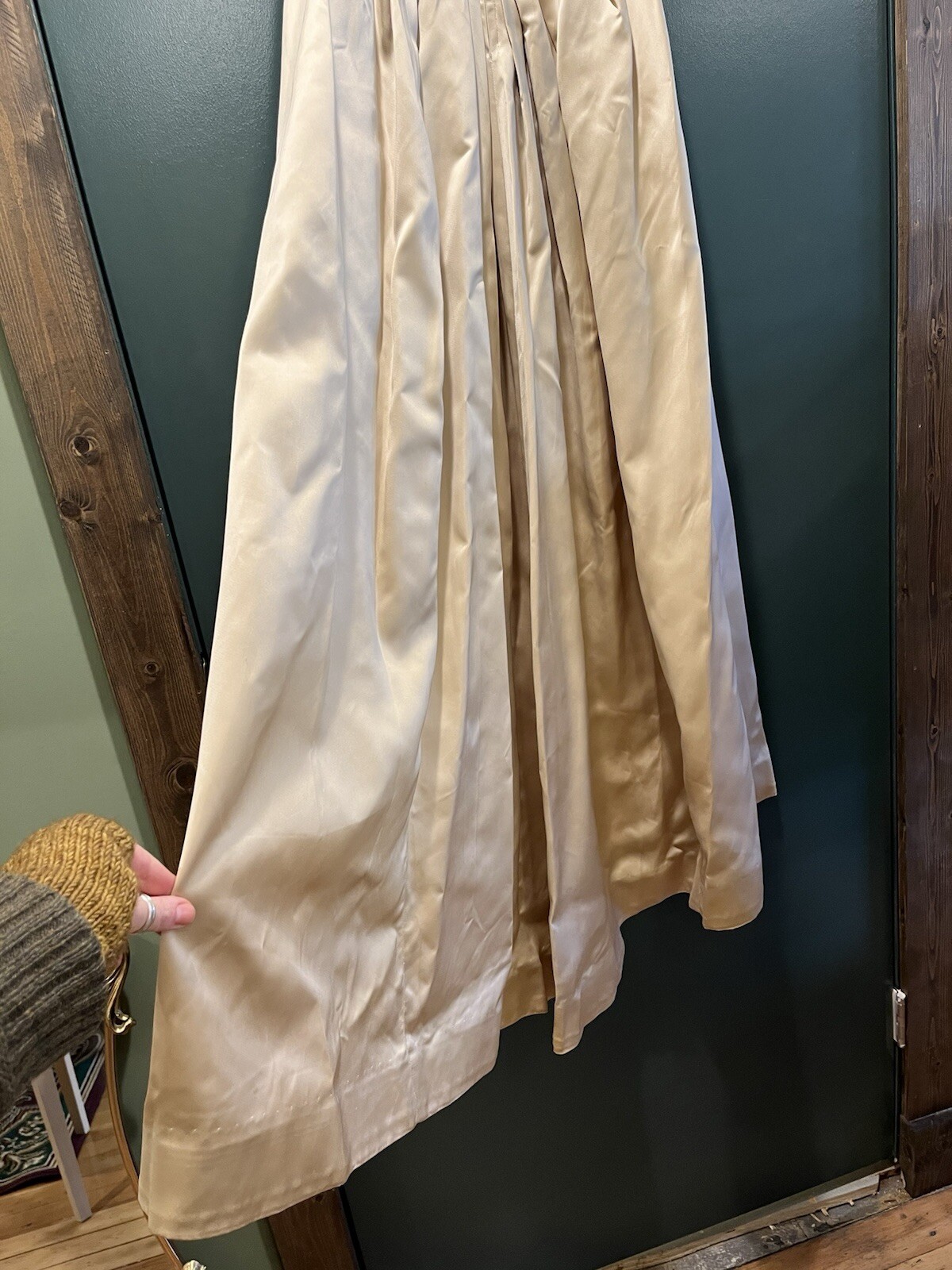Vintage 1960s Champagne Satin Strapless Wedding Gown, XS