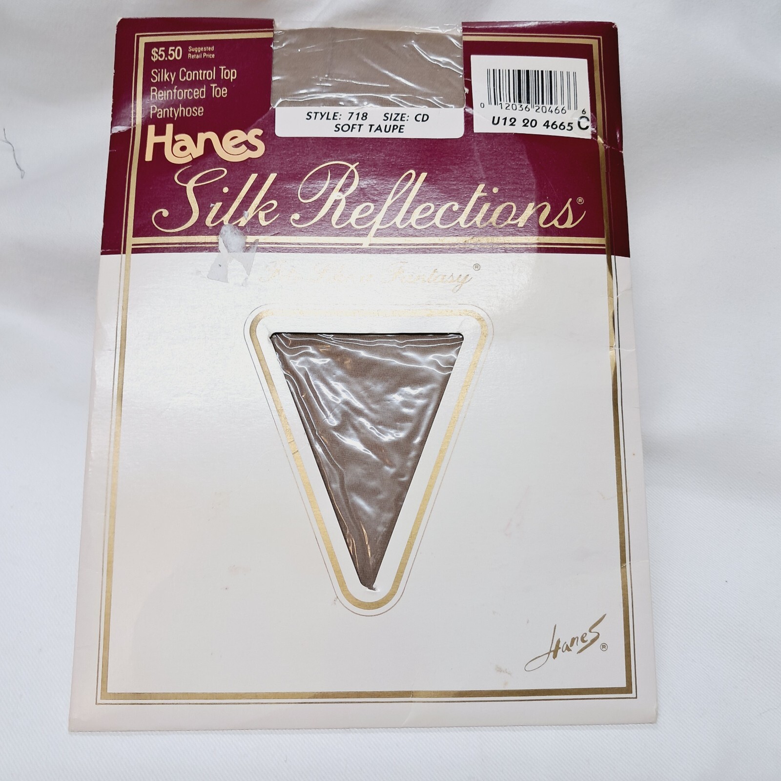 Hanes Silk Reflections Soft Taupe Sheer Reinforced Pantyhose Vintage 1989 NOS CD