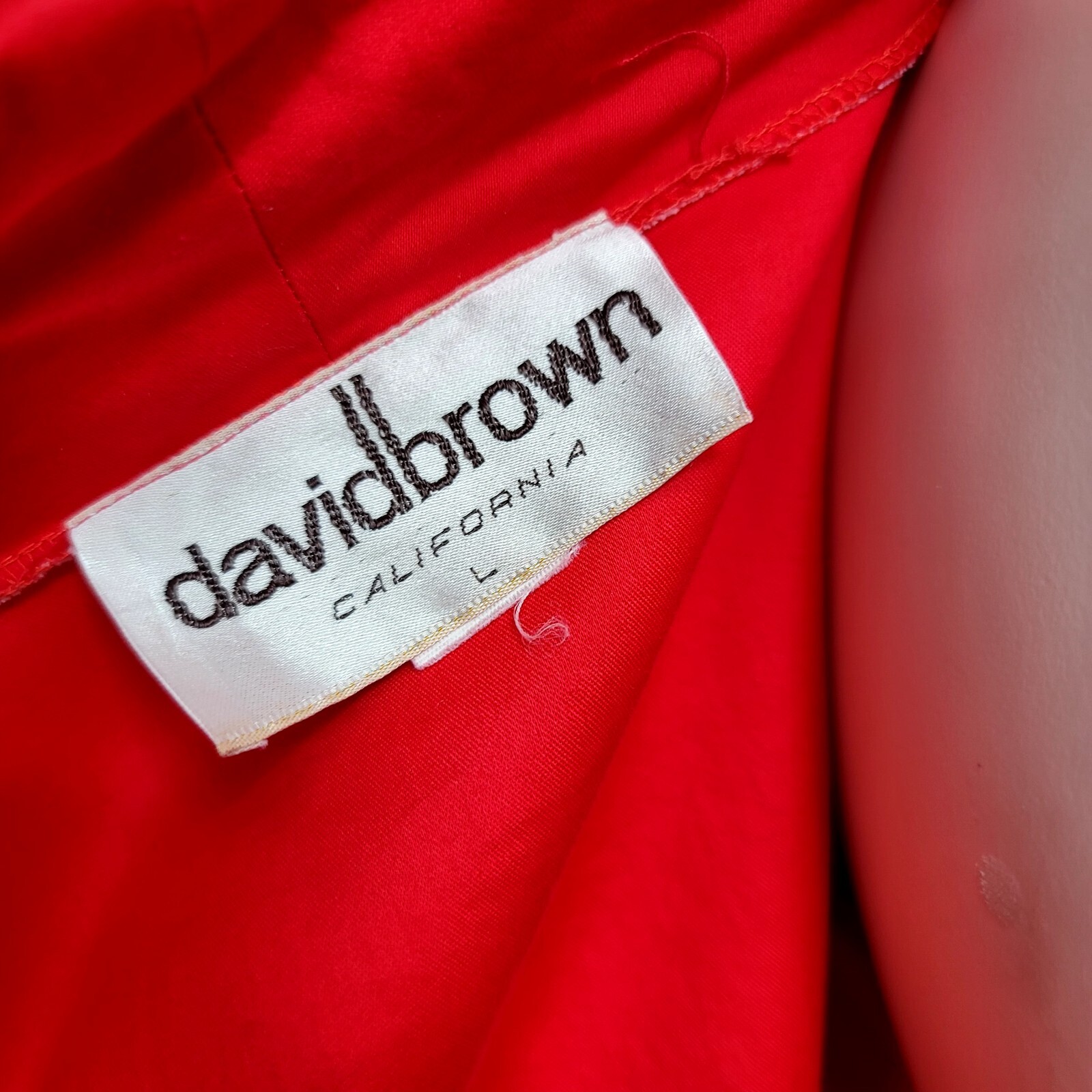 Vintage 70s 80s David Brown California Size L Red White Piping Lightweight Robe