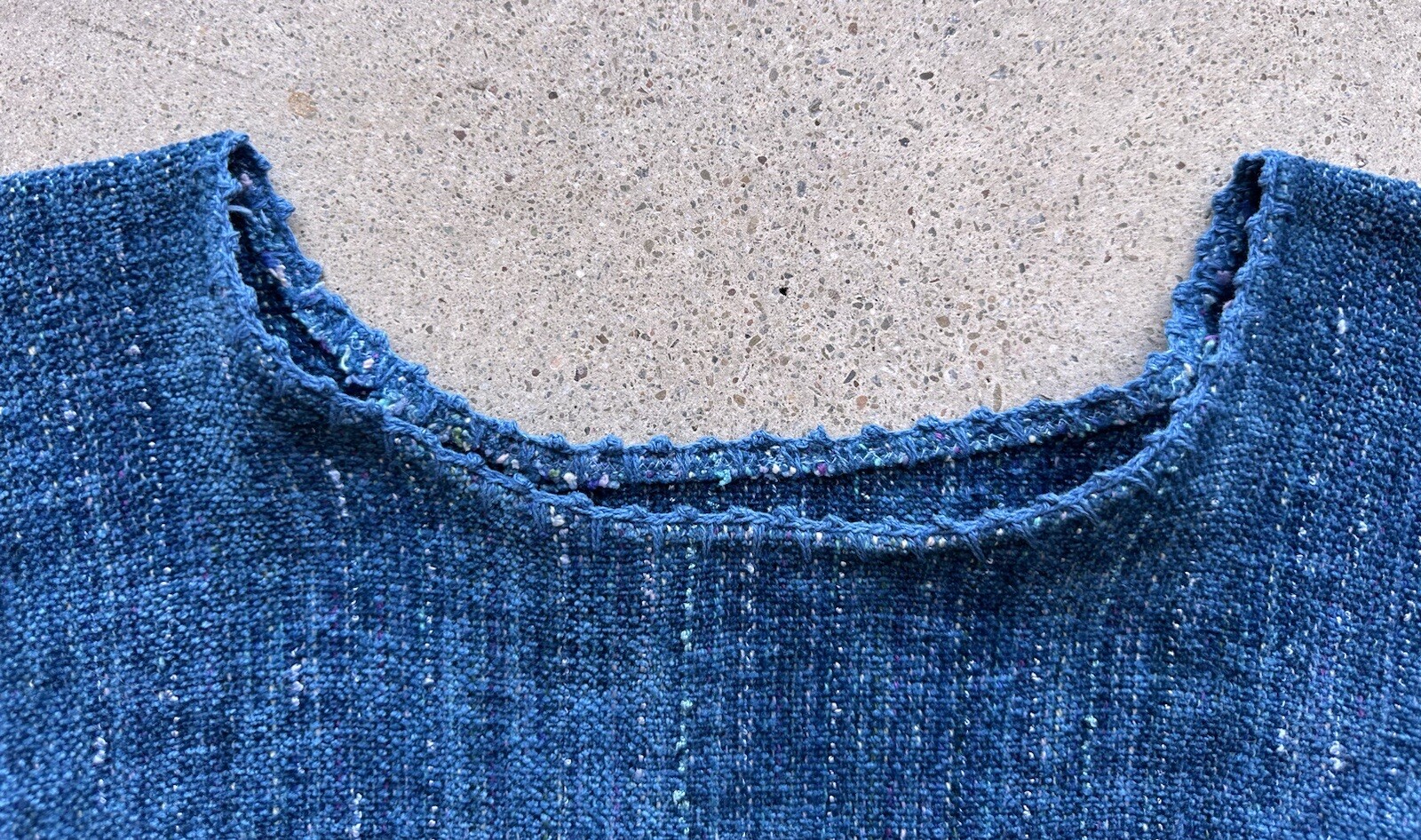Vintage The Woven Desert Patricia Dahlgren Blue Knit Rayon Cotton Silk Top Sz M