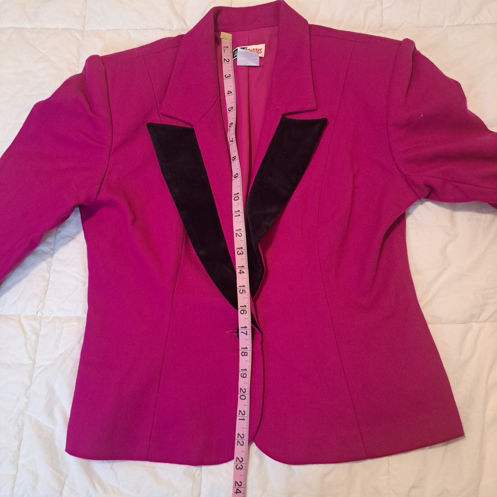 VTG Lucia Petites Hot Pink 90s Magenta Blazer Business Barbiecore Wool Sz 8 USA