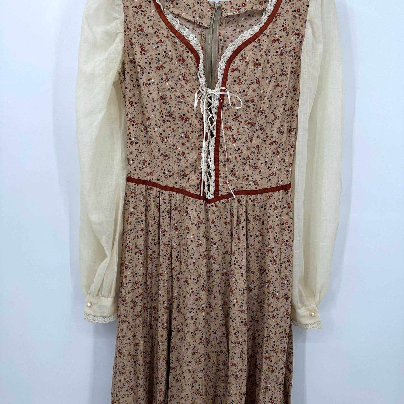 vintage 70s FLORAL MAXI DRESS cottagecore SMALL prairie storybook romantic