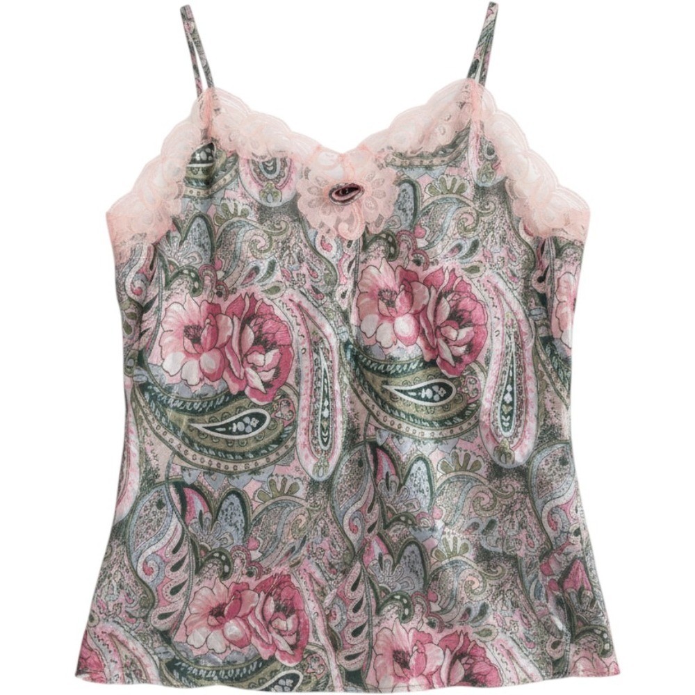 90s Vintage Victorias Secret Pink Paisley Floral Gold Label Medium