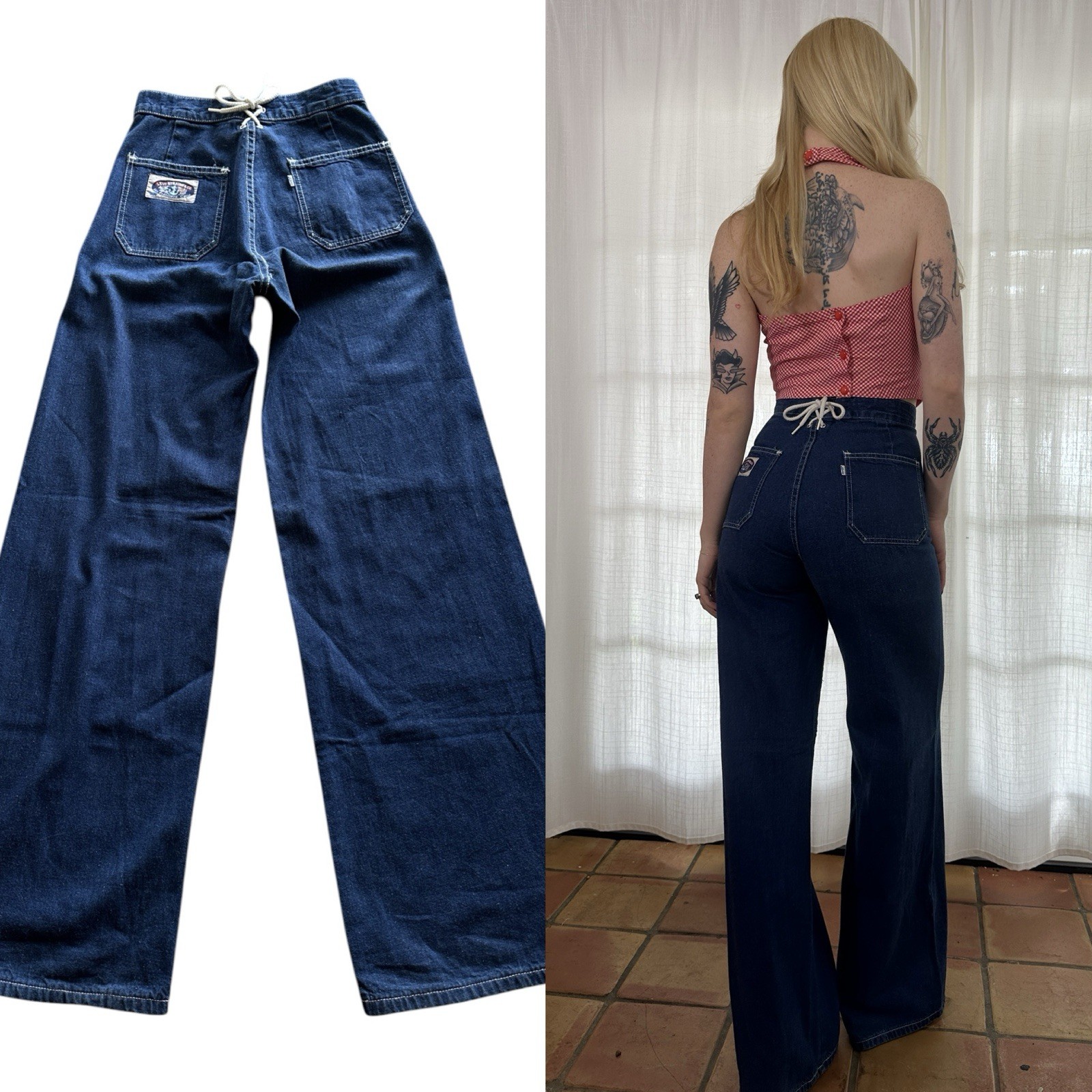 1970s Levi’s Nautical Lace up Sailor Style Bell Bottoms Vintage 70s does 40s