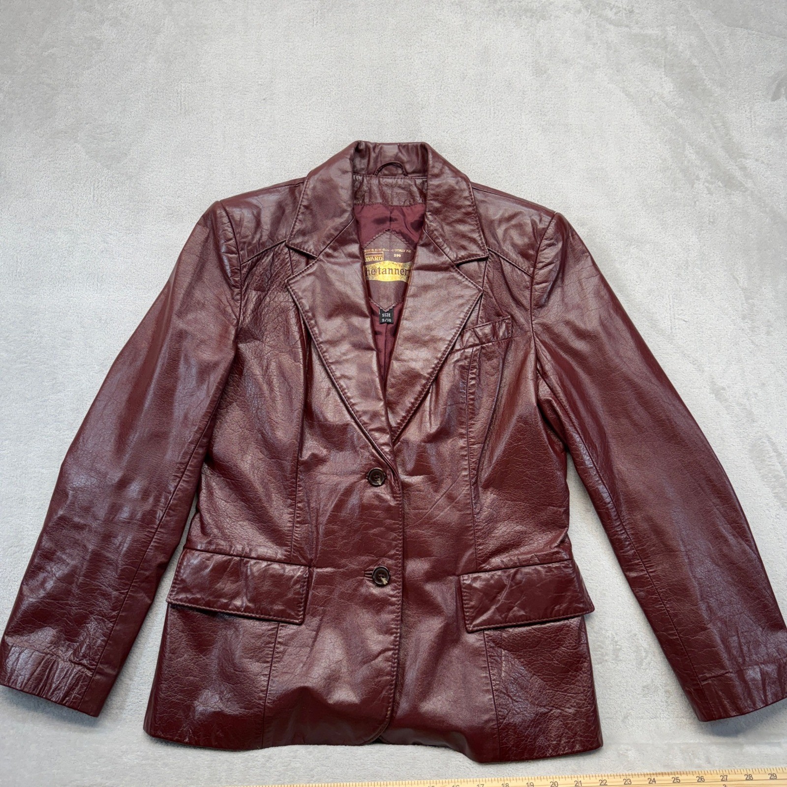 VTG Montgomery Ward Jacket Womens 9/10 70s Leather Blazer Oxblood Tannery Jacket