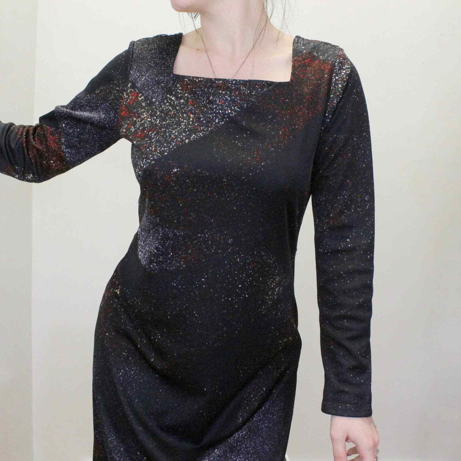 Vintage 70s Lanvin Designer All Over Print Graphic Maxi Dress