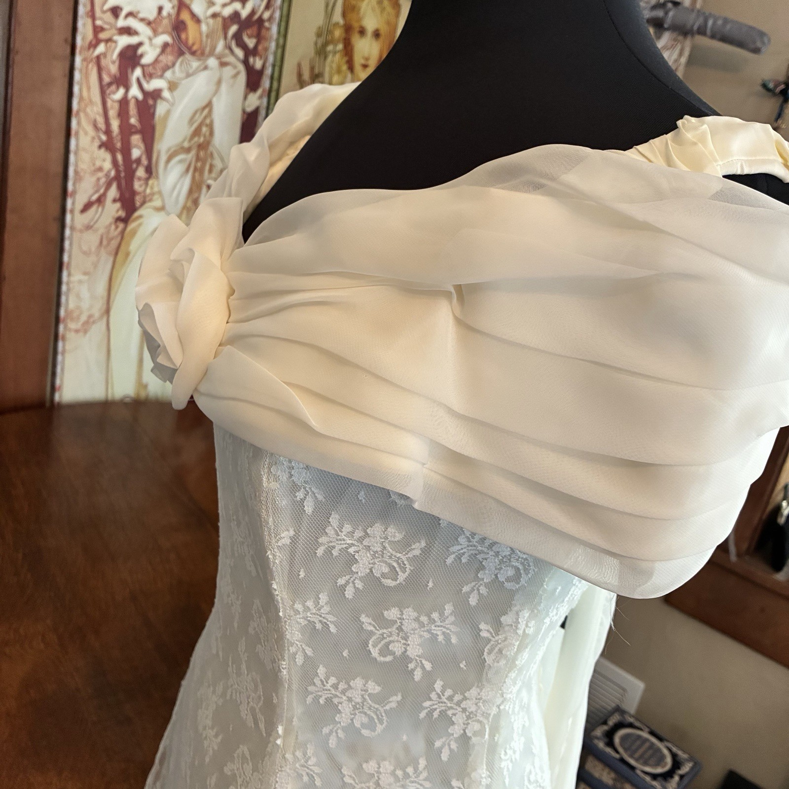 Vintage Scott McClintock Formal Wedding Dress Off Shoulder Lace Sz 12