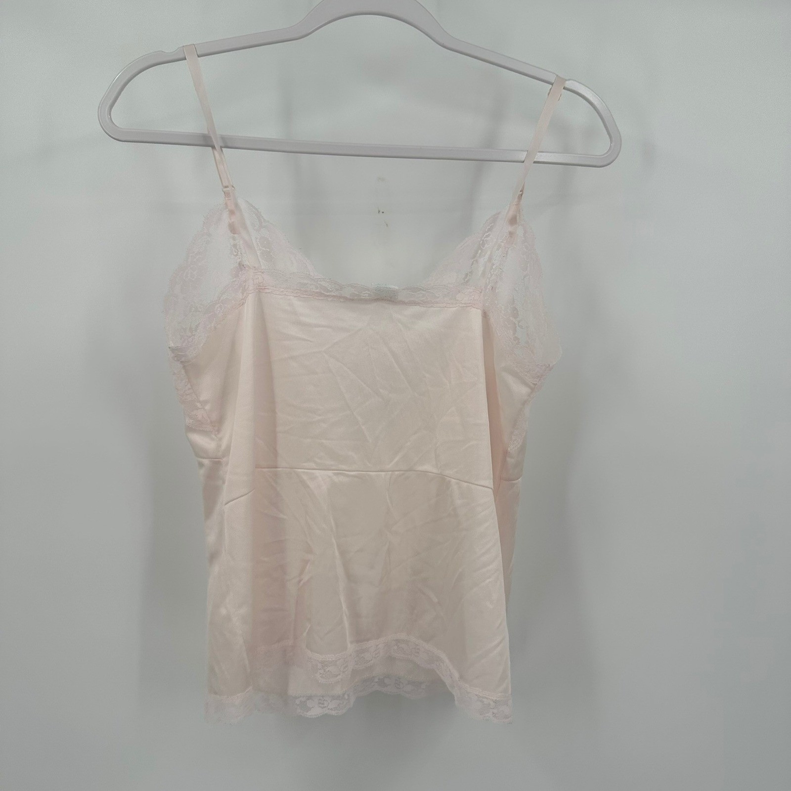 Dawn To Dusk Womens Babydoll Vintage Pink Lace Trim Camisole Top Size M Coquette
