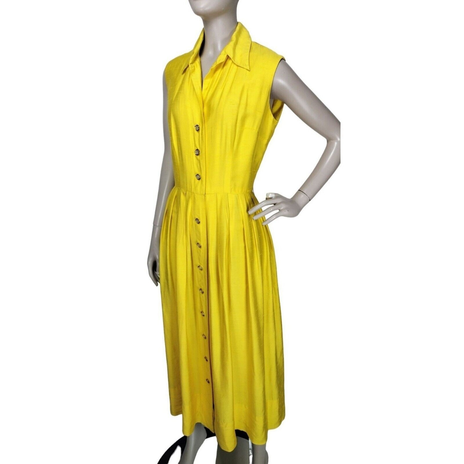 Vintage 50s 60s McMullen Yellow Sleeveless Button-Down Maxi Sun Dress