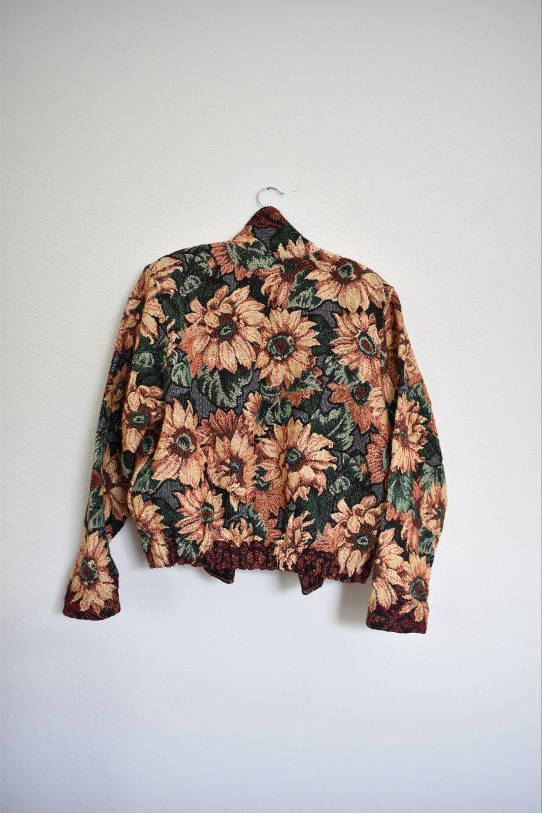Vintage Painted Pony Sunflower Floral Tapestry Cotton Jacket One Size