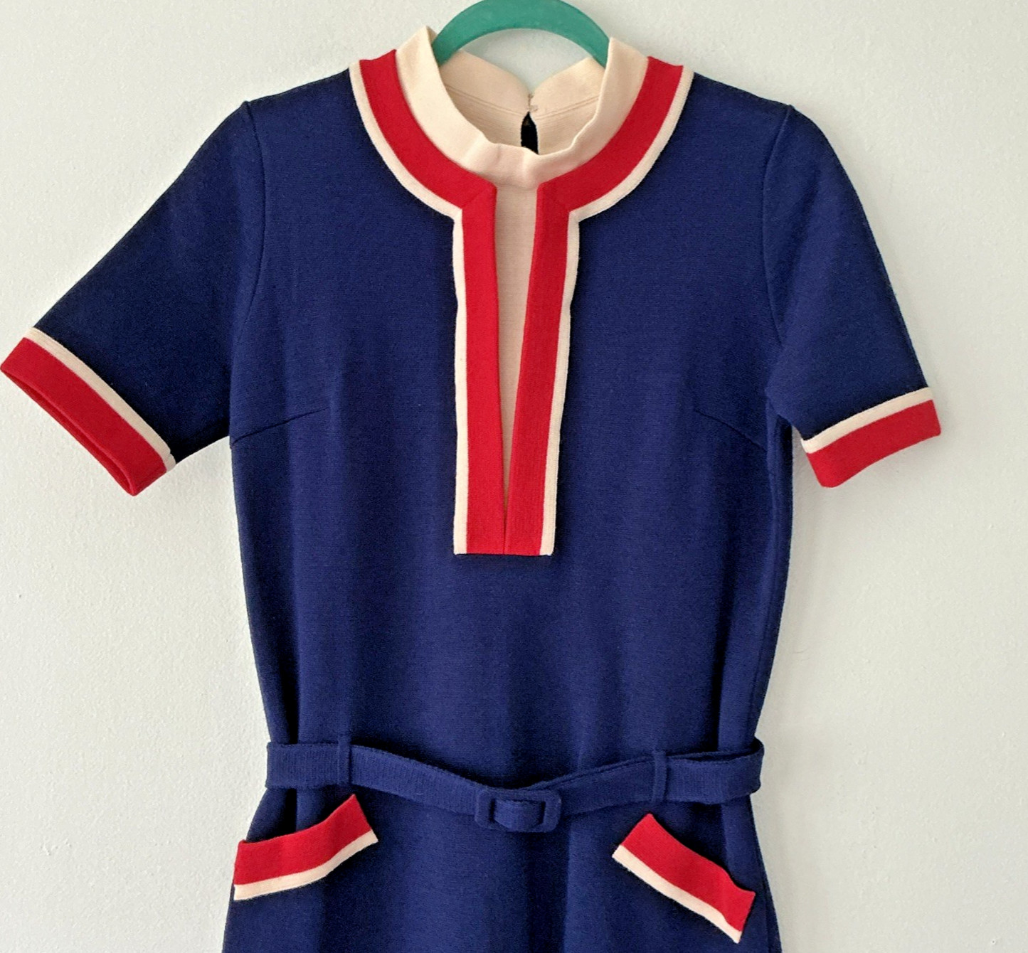 1968 Vintage Samuel Winston Mod Wool Knit Dress Italian Boutique Classic Couture