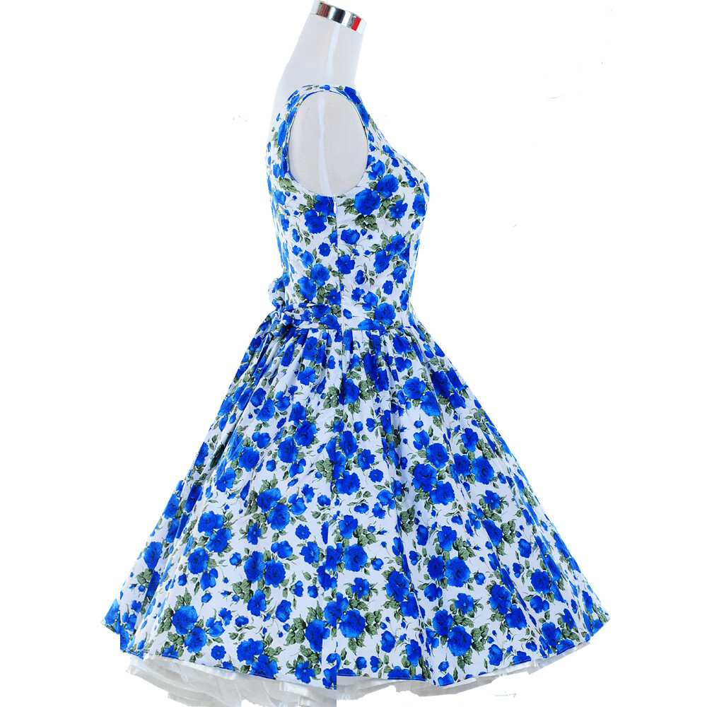 Retro Rockabilly 50s 60s Swing Vintage Dress Casual Print Floral Polka Dot Dress