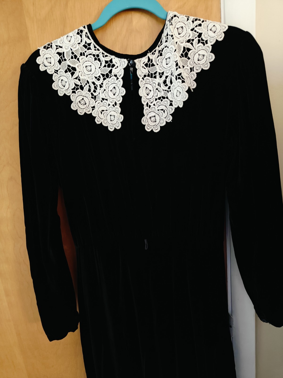 Donna Morgan For Non Stop Black Velvet Long Dress Vintage Lace Size 9/10 No Belt