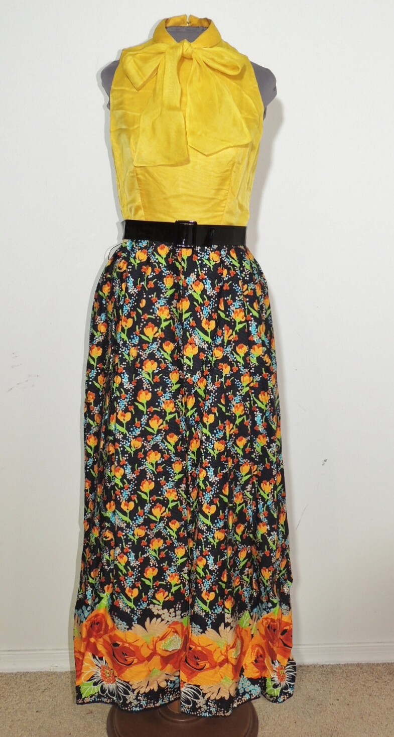 1960’s Colorful Cotton Pique Dress w Silk Bodice / Matching Jacket Sm w- 26