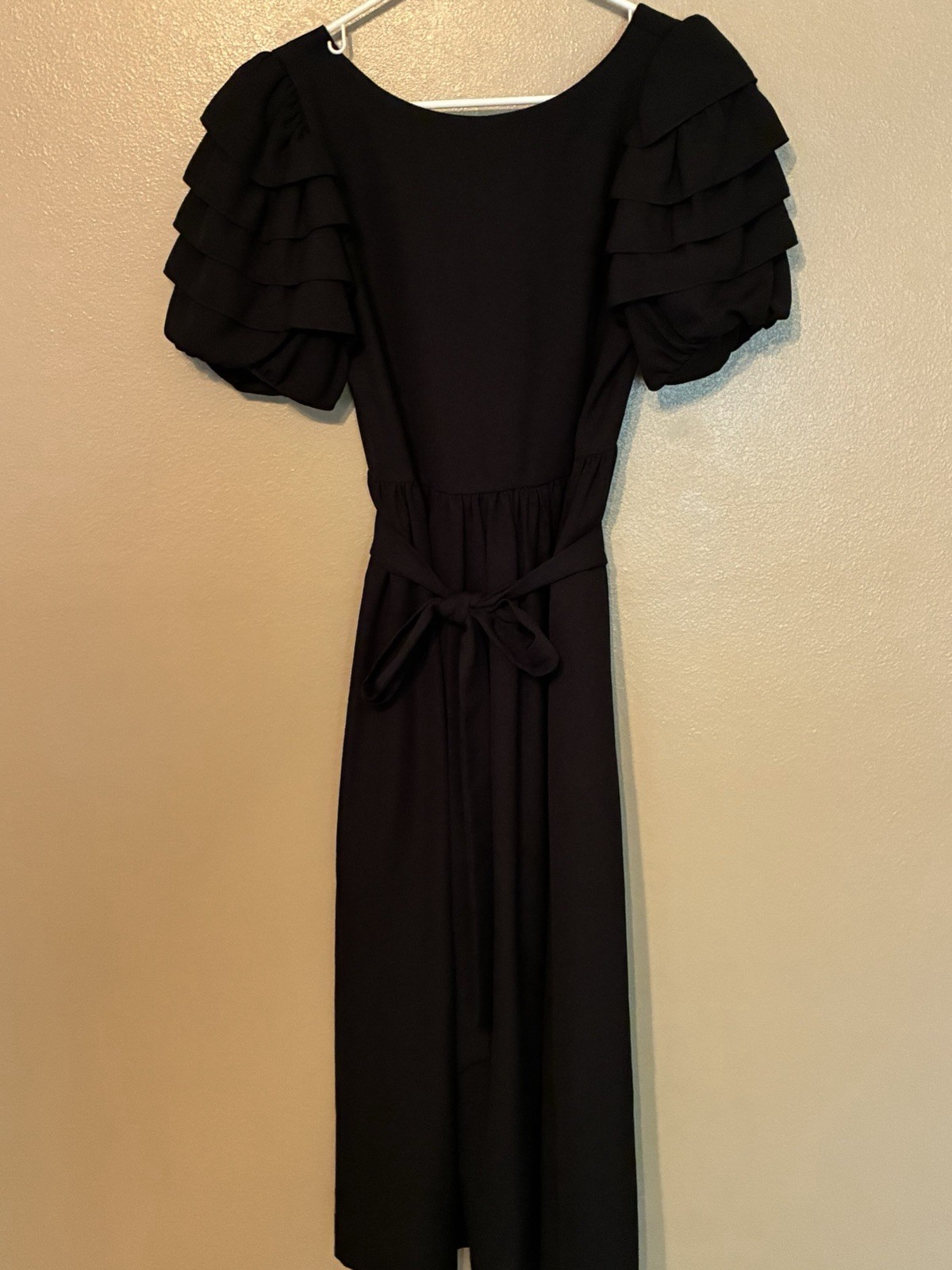 Vintage Lanz Originals Black Puff Sleeve Midi Dress 80’s Size XS/S