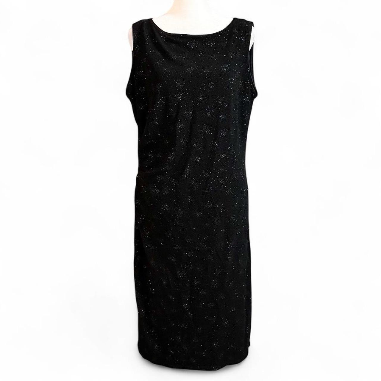 Vintage 90s Onyx Nite Black Sparkly Cocktail Dress Size 14 Made in USA