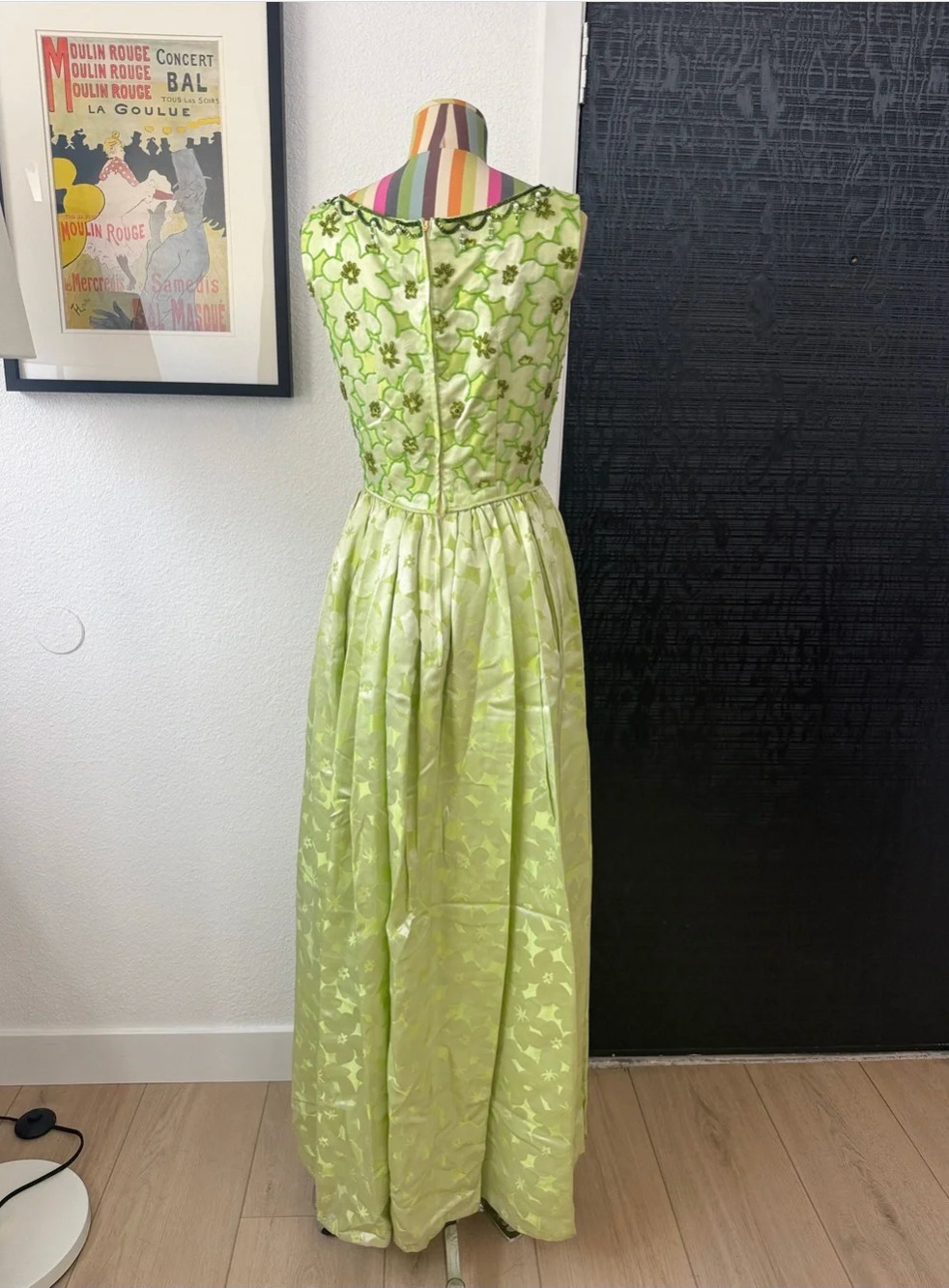 True Vintage Beaded Maxi Dress Formal Gown Pleated Skirt Fairy Renaissance