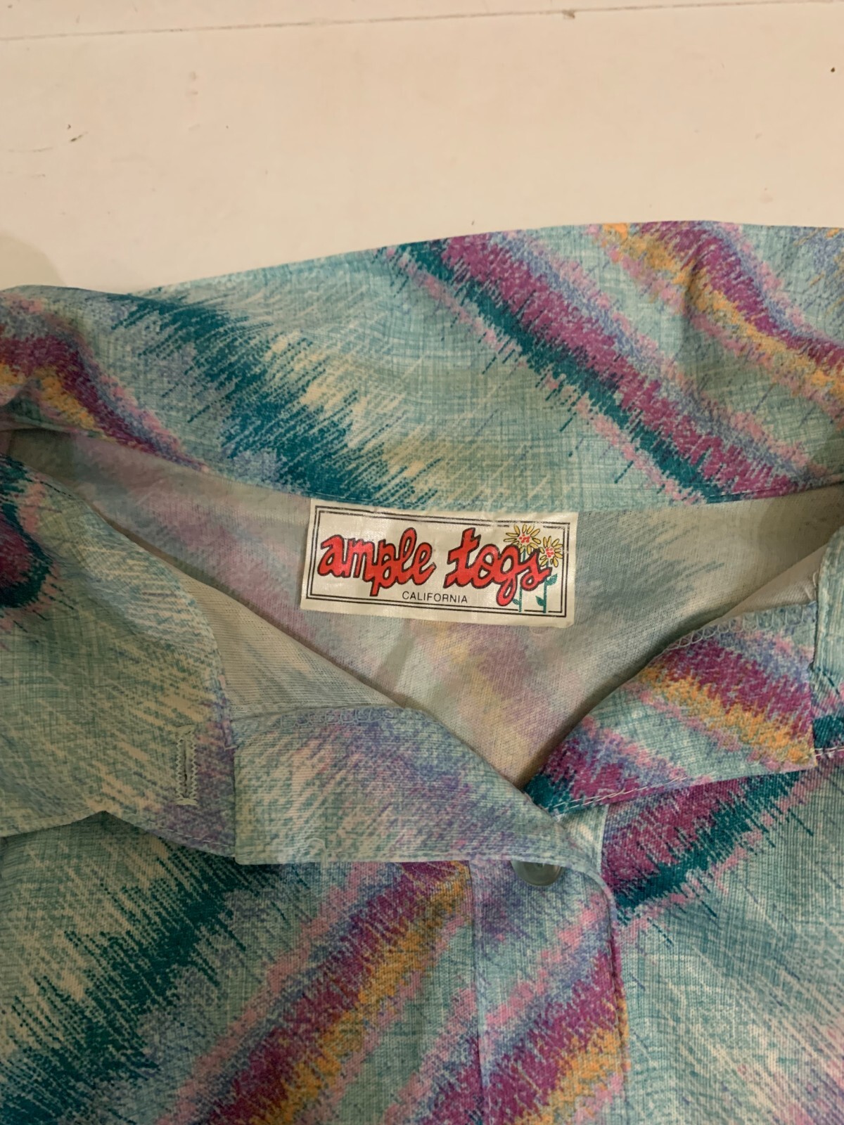 Vintage Ample Togs California Women’s Short Sleeve Button Collar Shirt Size 44W