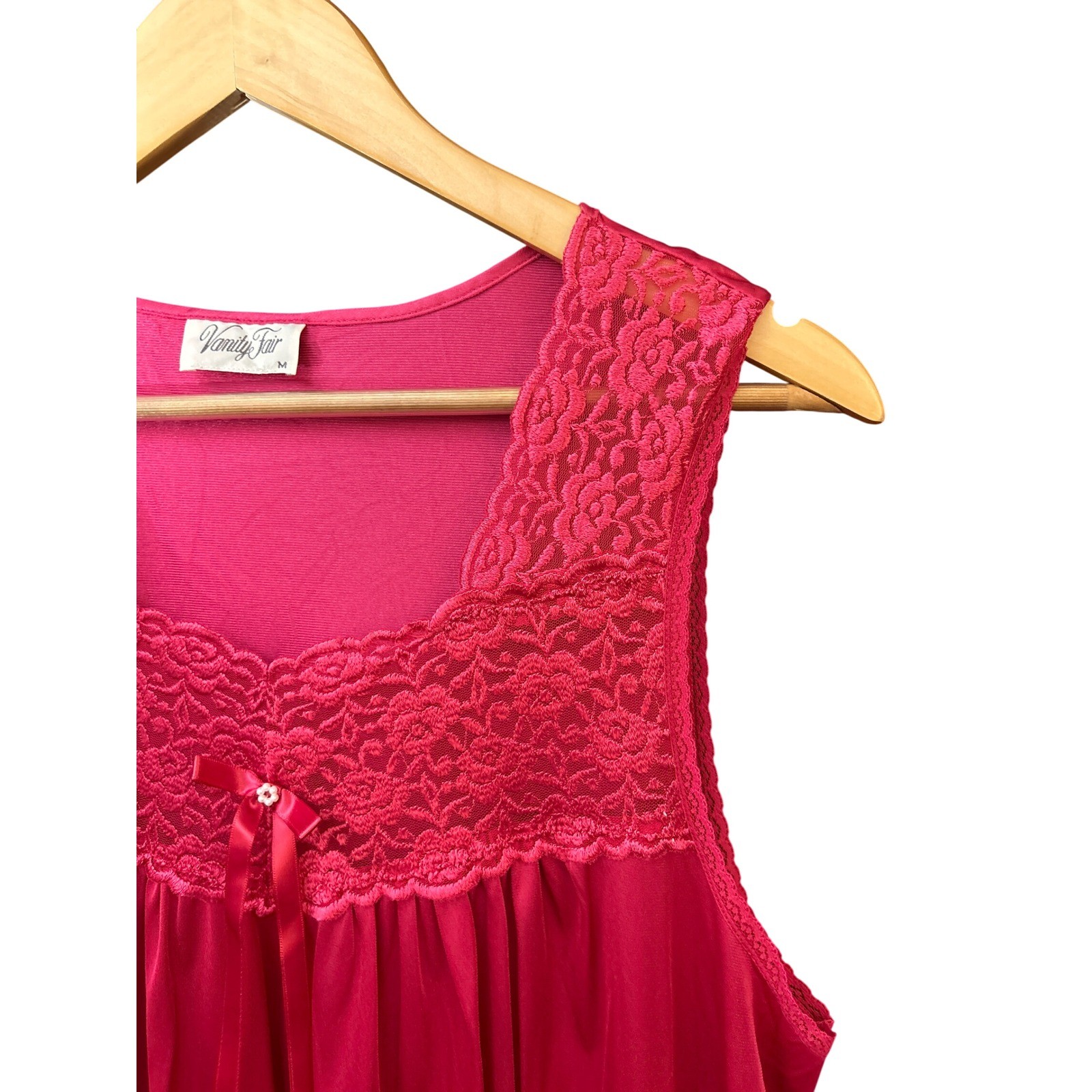 Vintage Vanity Fair Nightgown Magenta Pink Lace Coquette Romantic Grandmacore