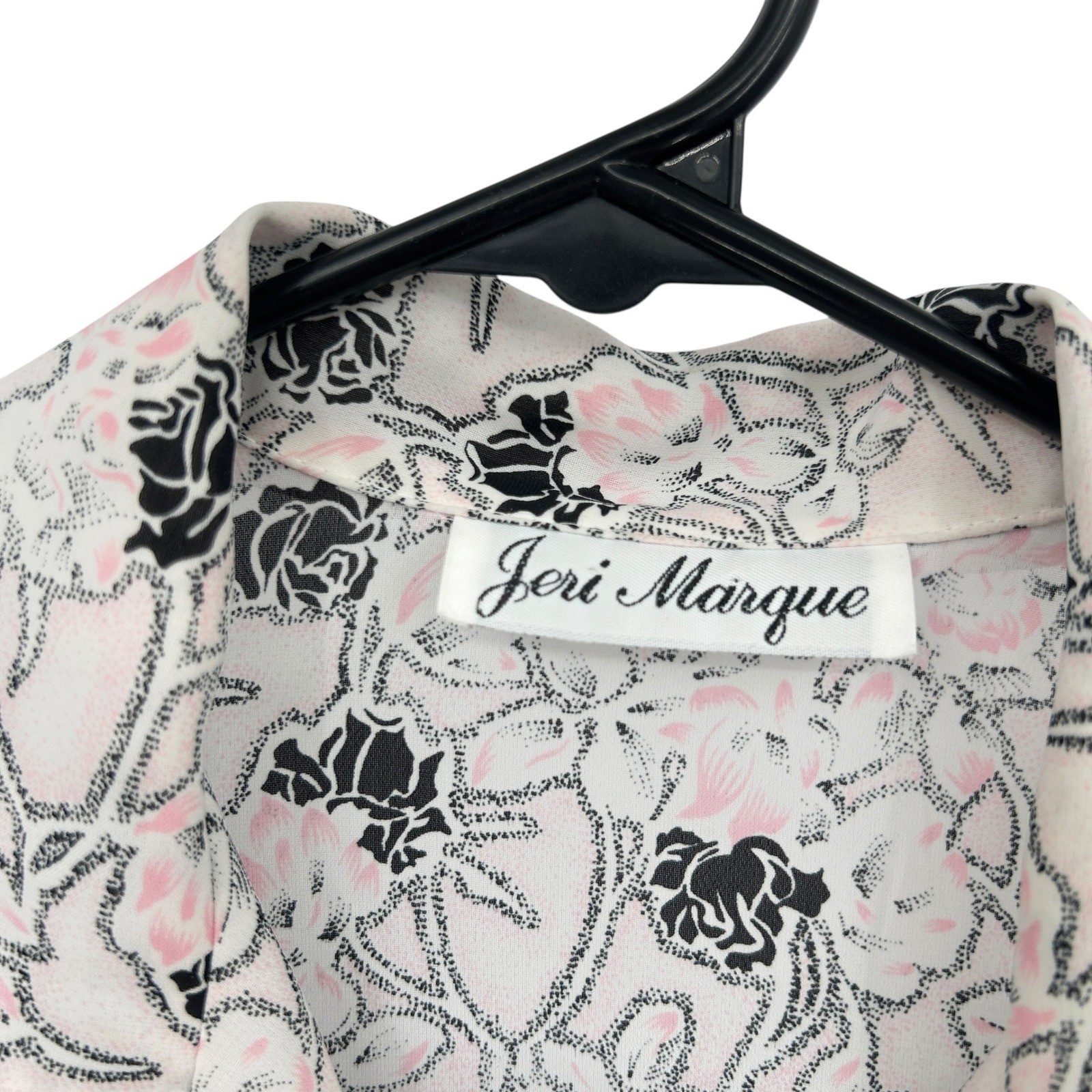 Vintage Floral Button Blouse Large White Pink Roses Soft Girl Cottagecore