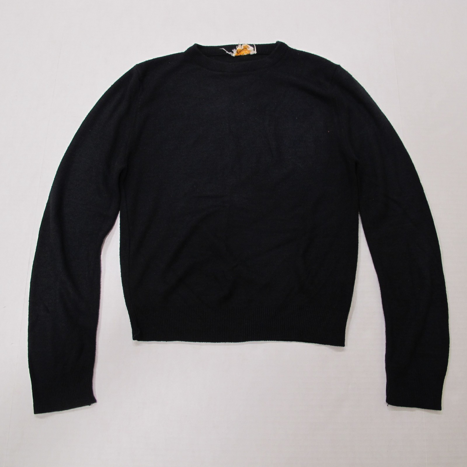 Vintage Featherknits Sweater Womens Small Black Mod 60s Acrylic Minimalist Basic