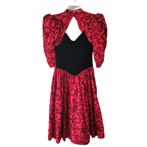 Vintage Gunne Sax Vintage Velour Embossed Cocktail Formal Dress with Sleeves