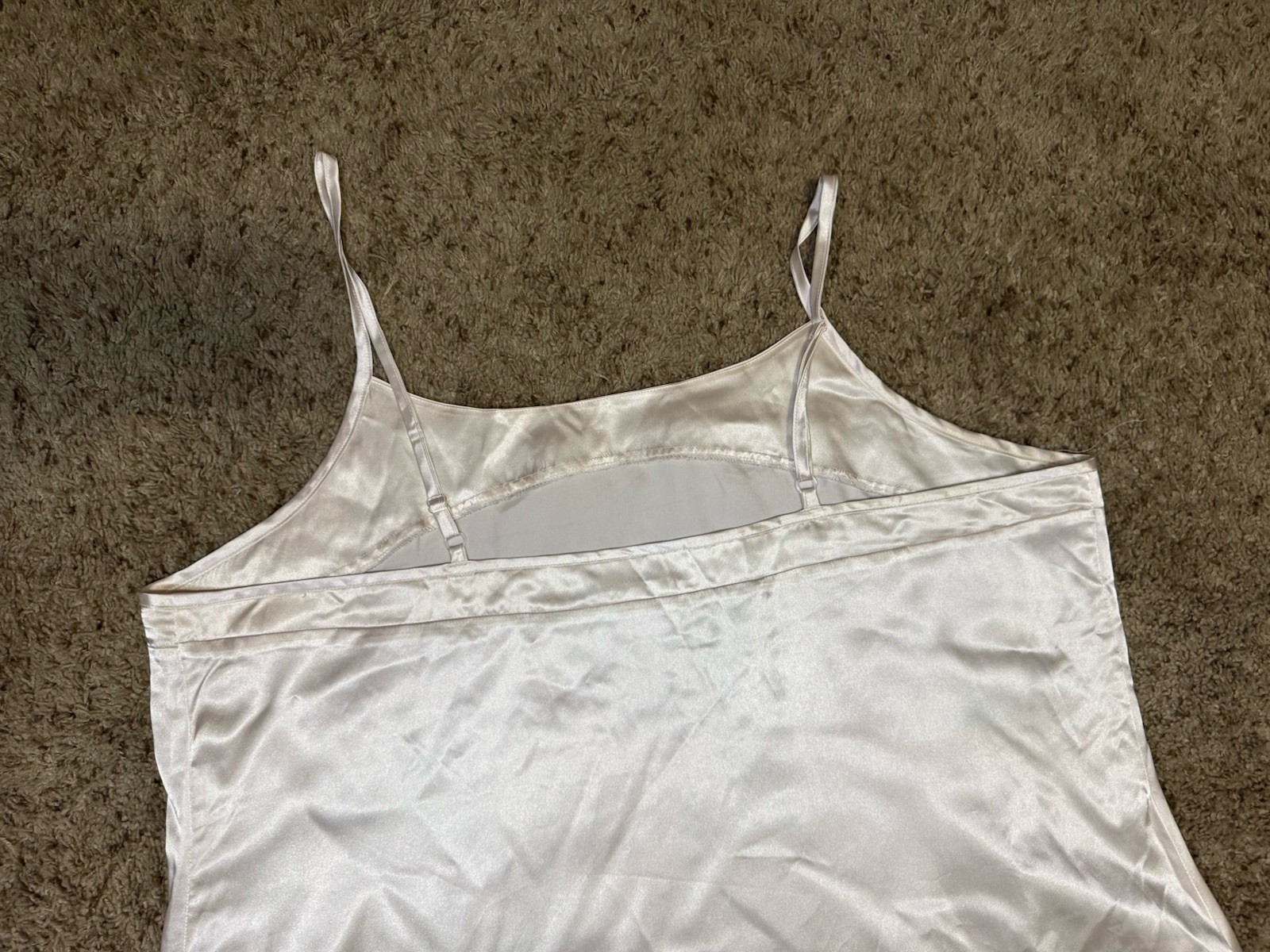 Womens Slip Long Nightgown Dress Gown Cream Satin Silky Romantic Feminine Sz 1X