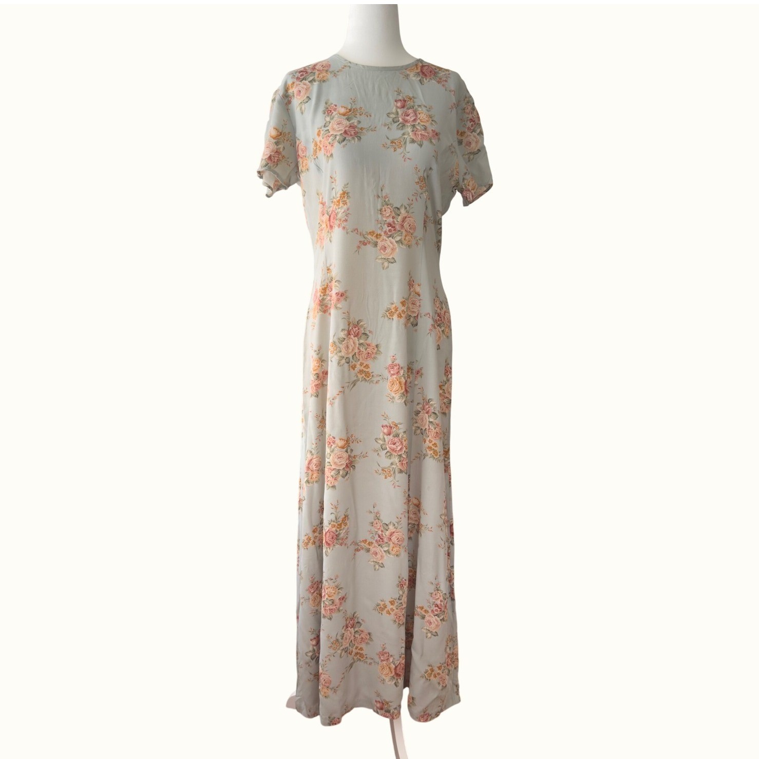 Vintage 90s Breeches Floral Maxi Dress Cottagecore Rose Print Romantic Dress