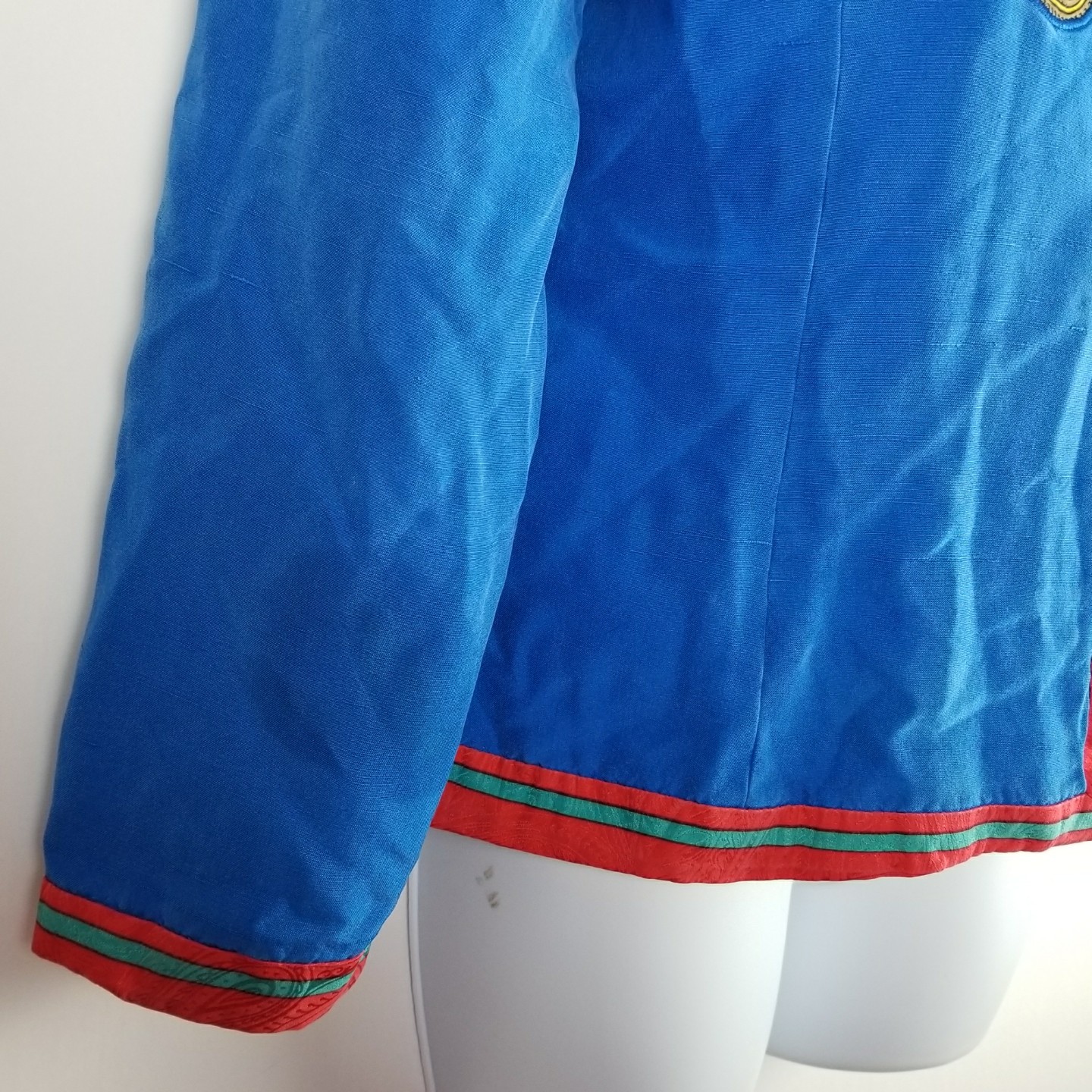 Anne Crimmins UMI Collection Jacket vintage 80’s size 14 Blue paisley applique