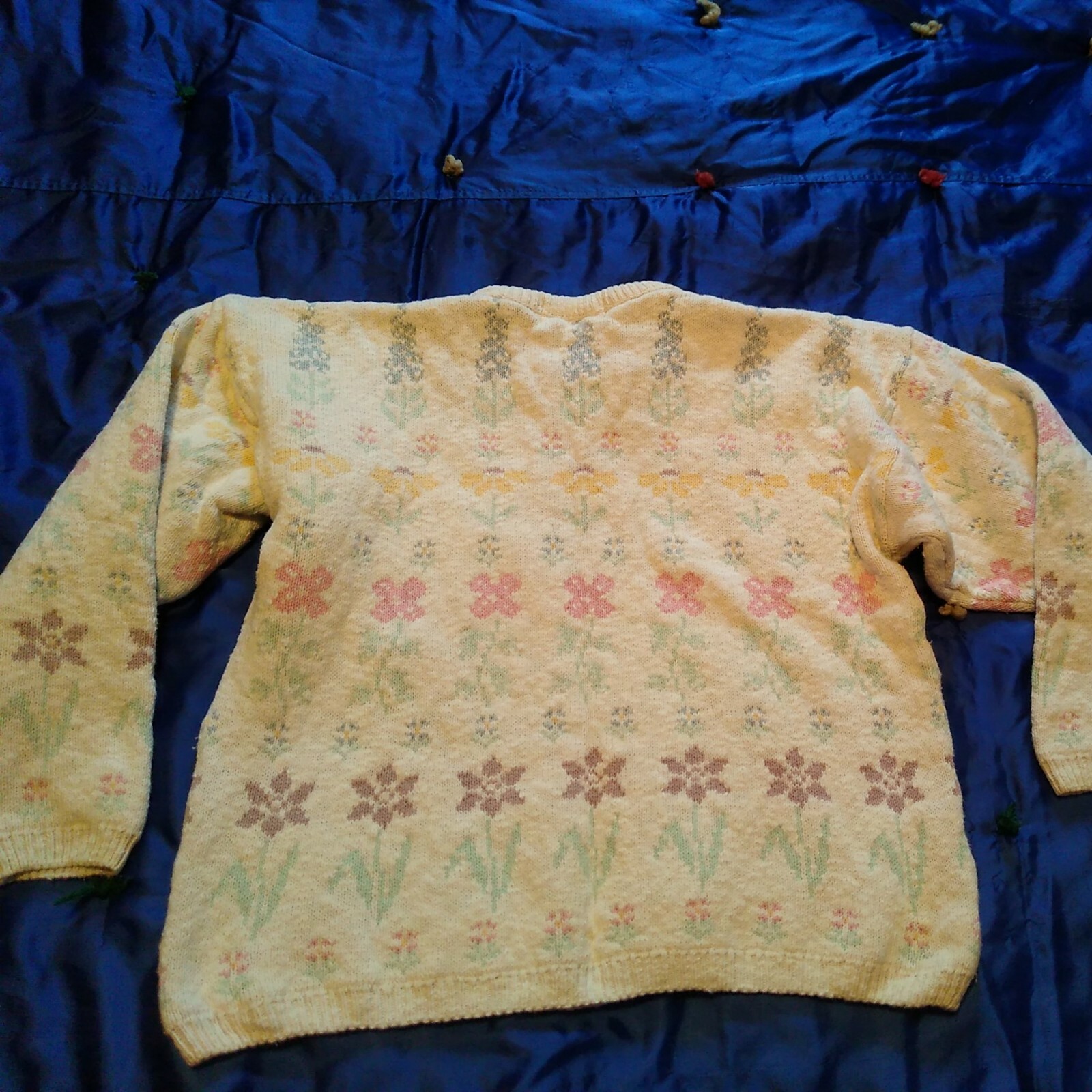Vintage TULCHAN Cotton Pullover SweaterPastel Multicolor Sz M Blue YellowPink…