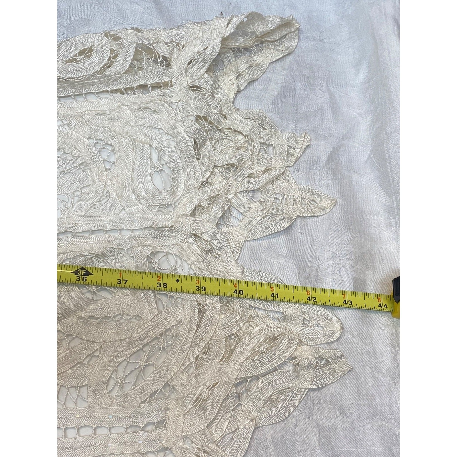 Vtg Y2K Kroshetta By Papillon Ivory Crochet Knit Midi Dress Sz XL