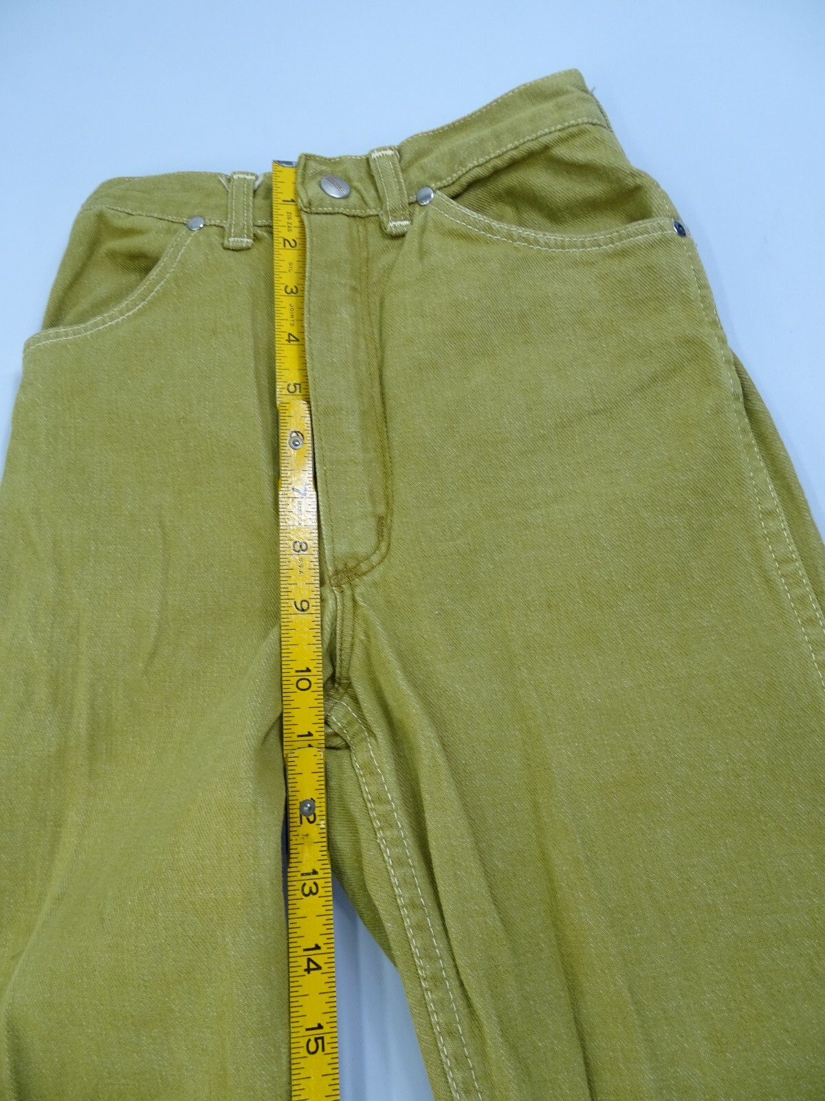 Maverick Jeans Womens 7/8 Slim Mustard Yellow Vintage 70s High Waist USA Retro