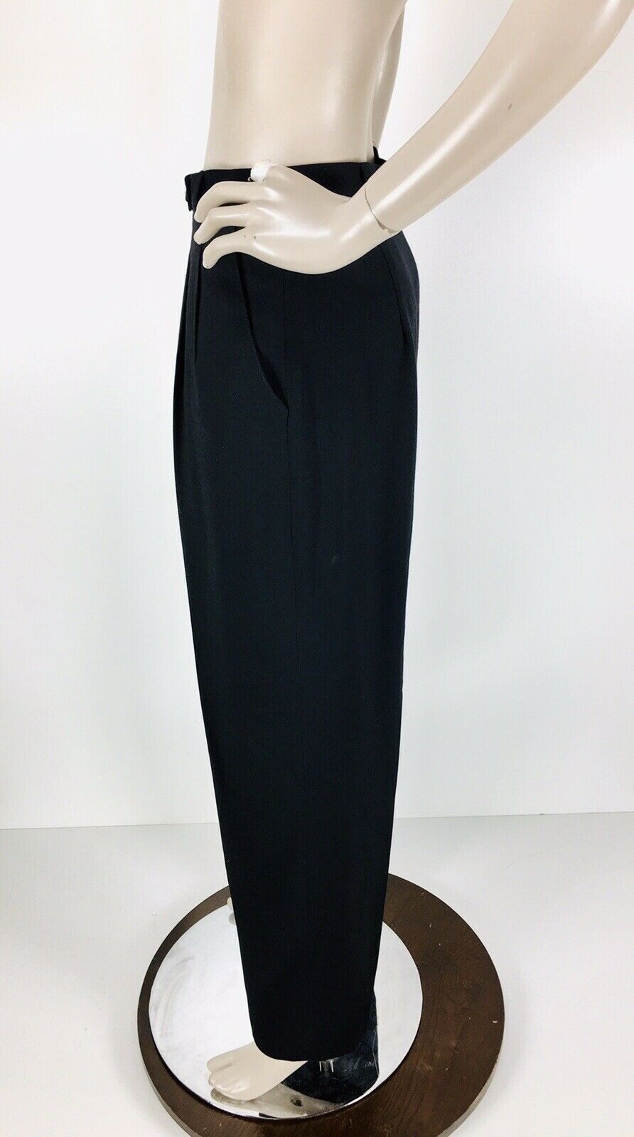 Alberto Makali Women’s Black 100% Wool High Waist Pleated Vintage Trouser Size 8