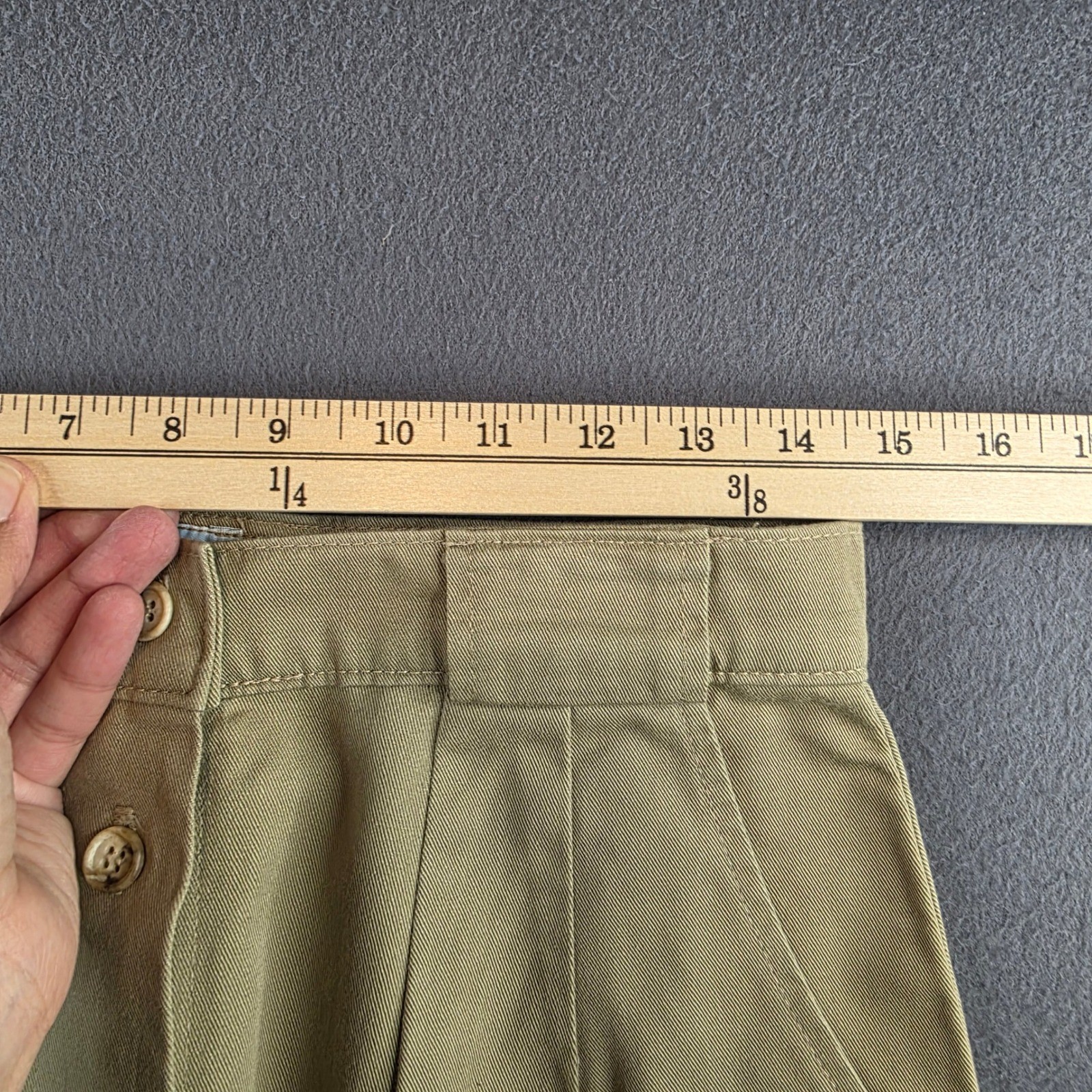 Gotcha Covered Maxi Skirt 30″ Waist Khaki Button Front Pleated Cotton Twill USA