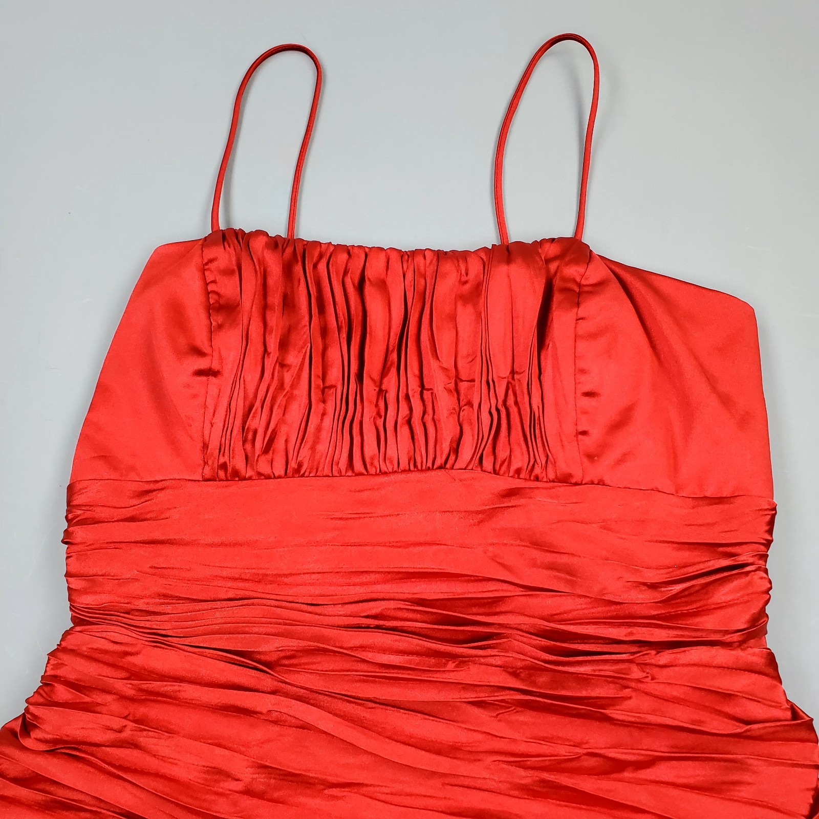 VTG 80s Eureka Red Mini Empire Ruched Shelf Bust Bandage Party Cocktail Dress