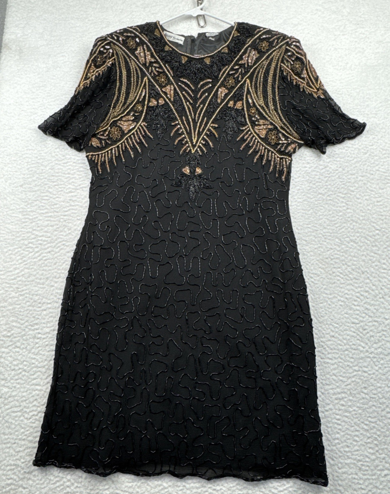 Women’s Vintage Jasdee Fashion Inc Beaded Sequined 100% silk dress Black Med?