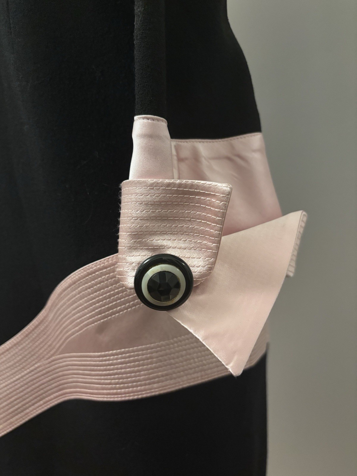 VTG 1980s Fontana Couture Amen Wardy Black & Pink Dress Size M/L