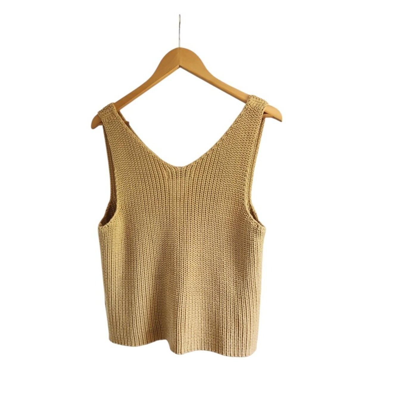 RITA ROW Chunky Knit Button Front Sweater Vest Mustard Yellow Size M