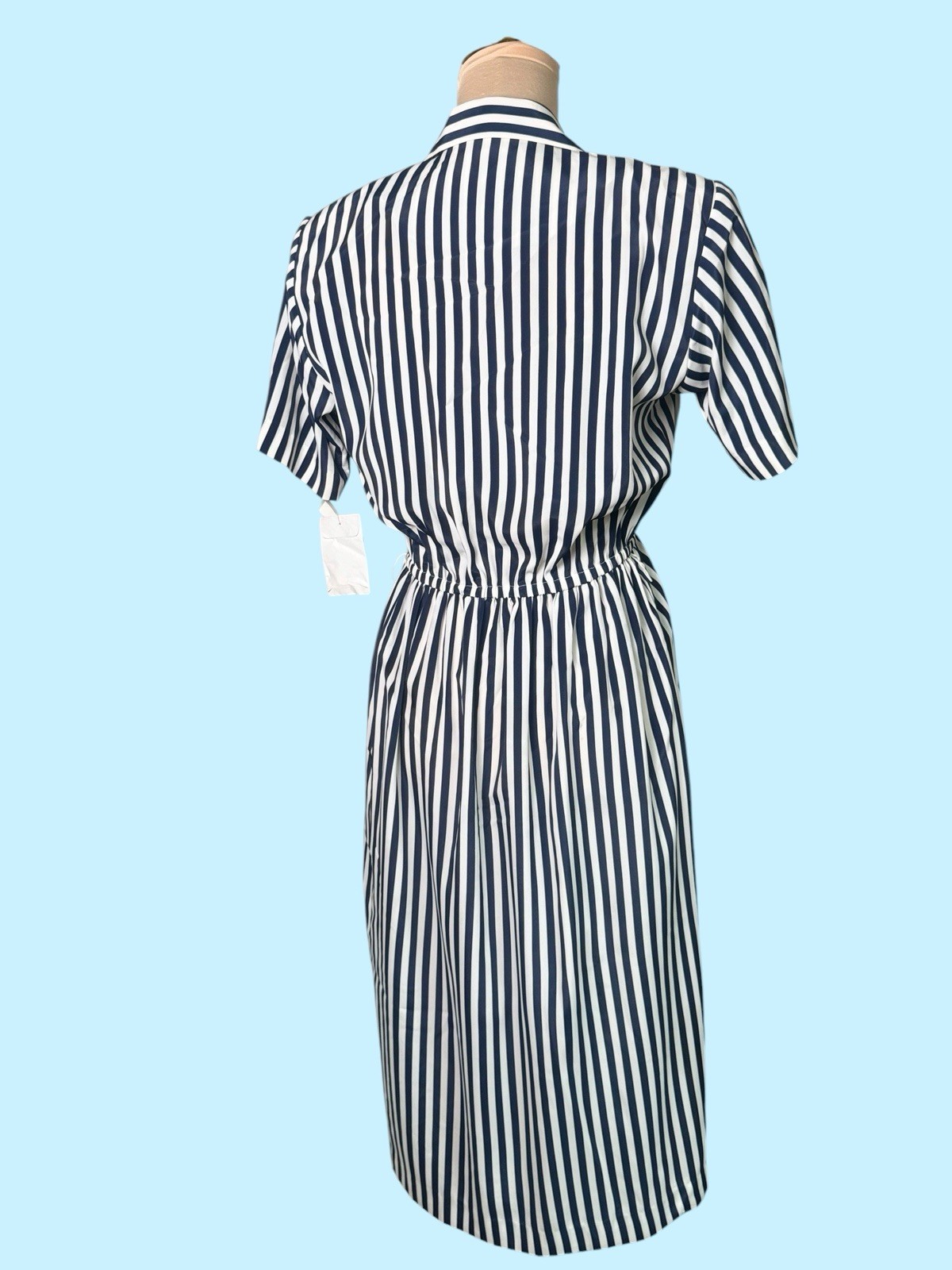 Vintage 80s | Leslie Faye Black White Nautical Striped Dress | Yacht Rock NWT