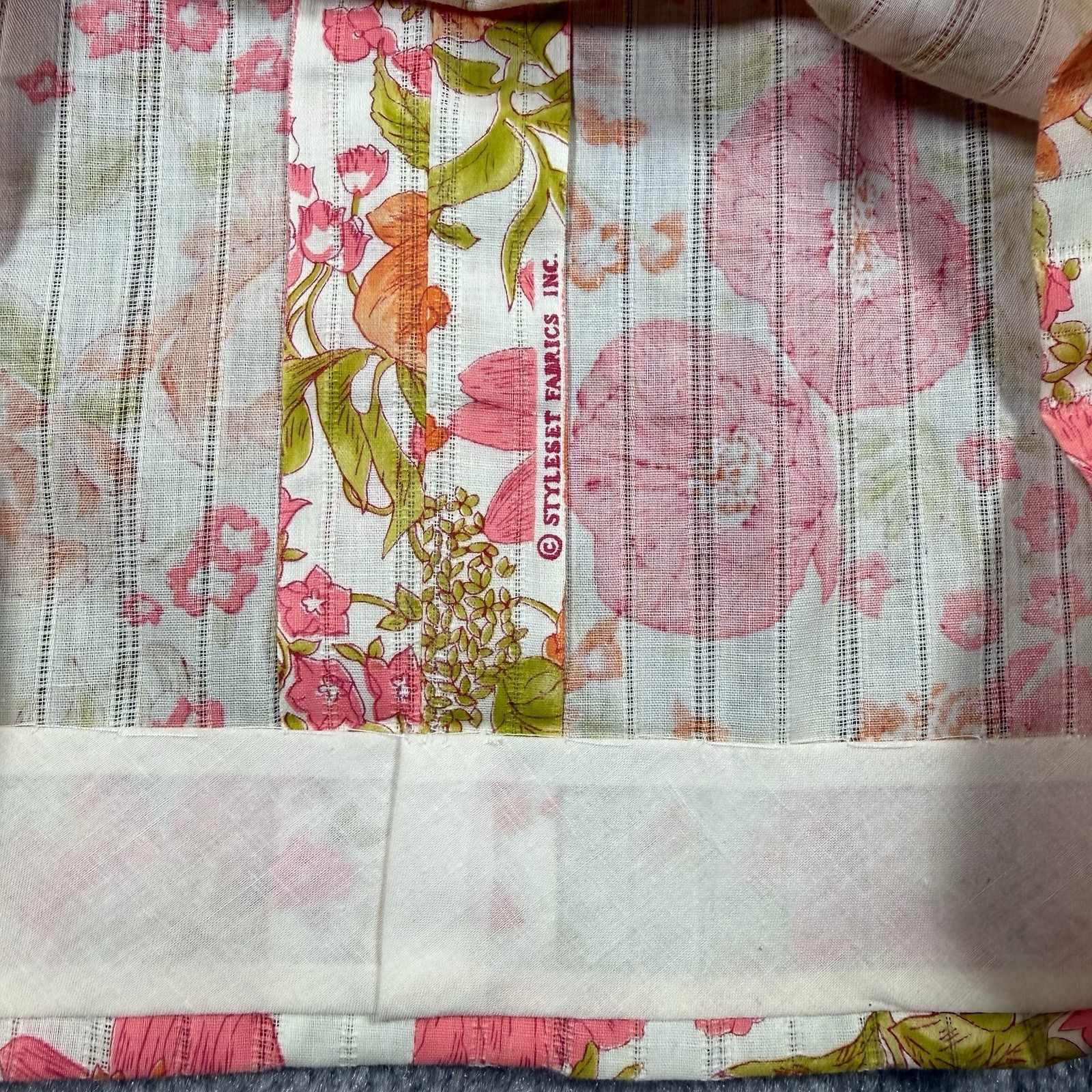 60s 70s Shift Dress Handmade Pink Orange Floral Sleeveless Ruffle Neckline