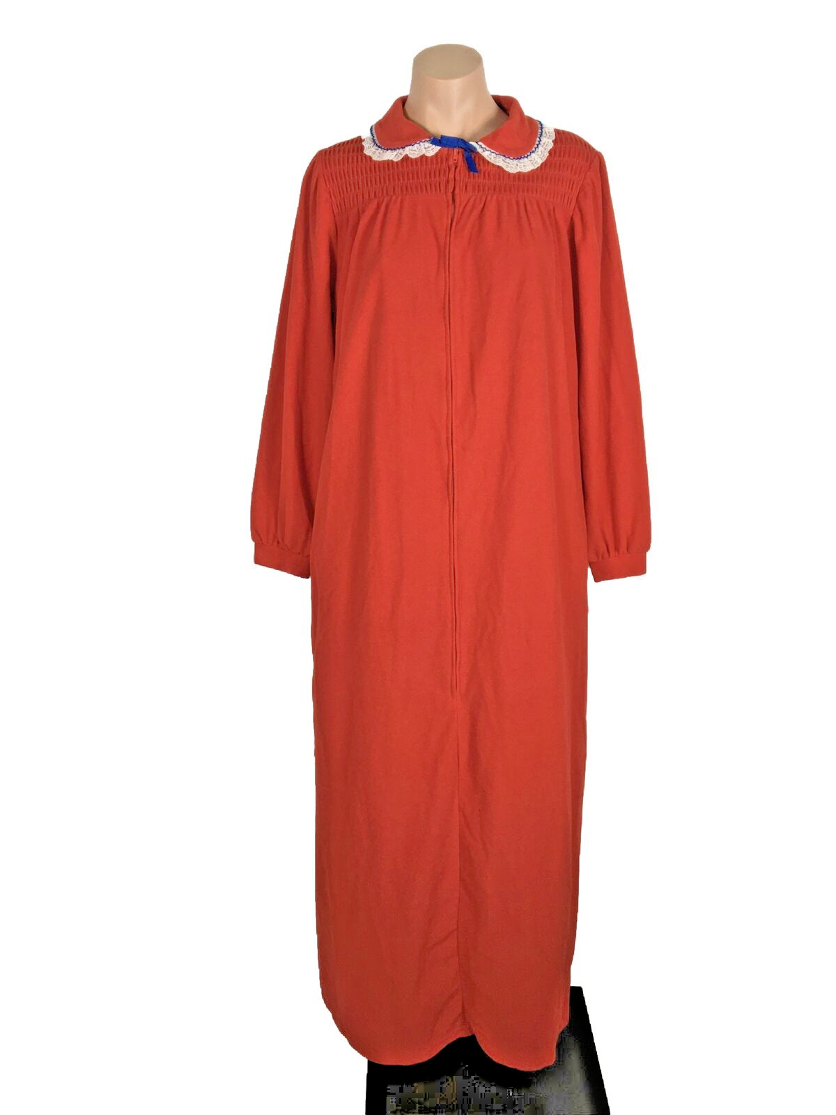 Vtg 70s Jennifer Dale NIGHTGOWN RED Floral Long Full Length Gown 13 ROBE UNION