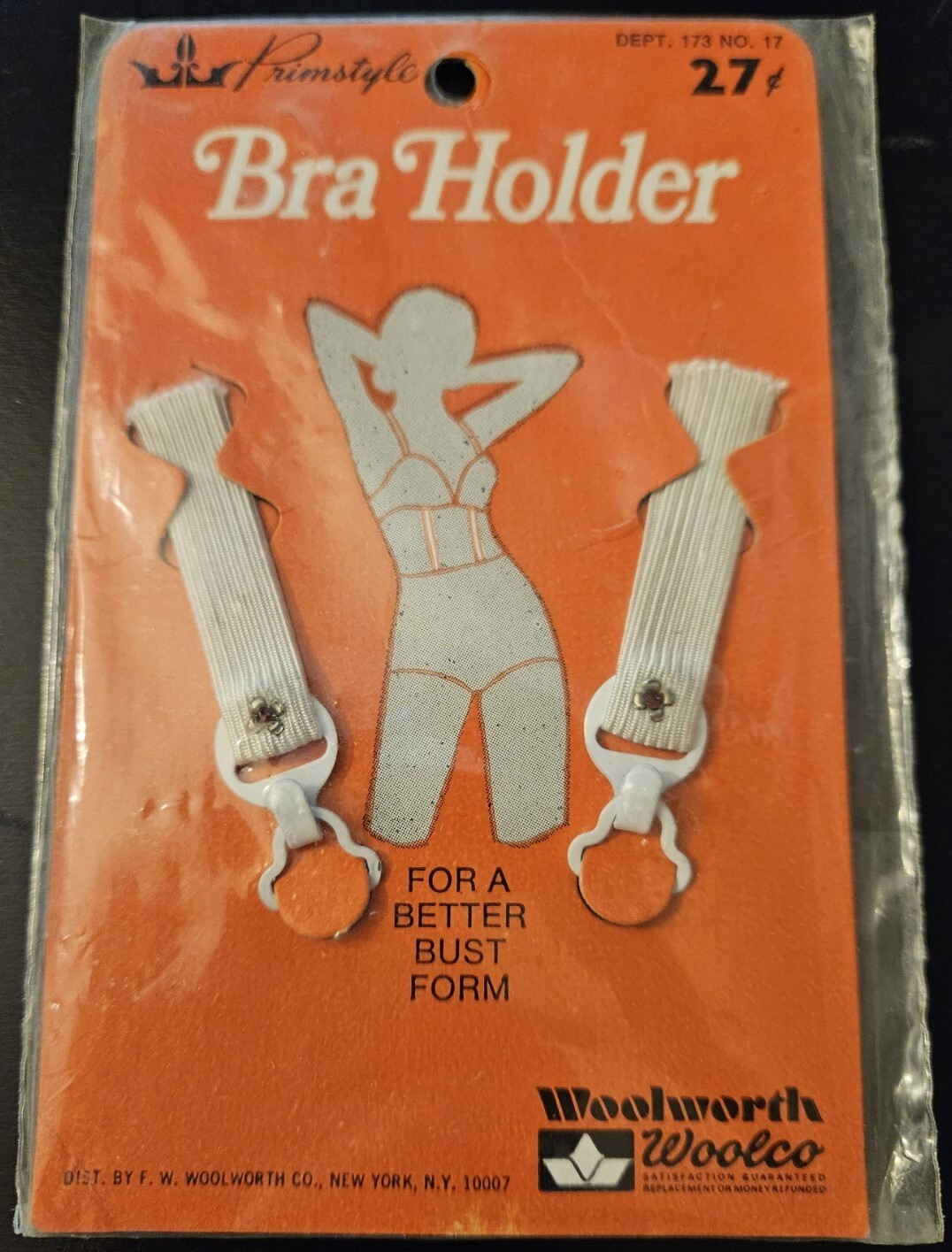 Vintage Primstyle Bra Holder by F.W. Woolworth/Woolco – 2 pc. – NEW