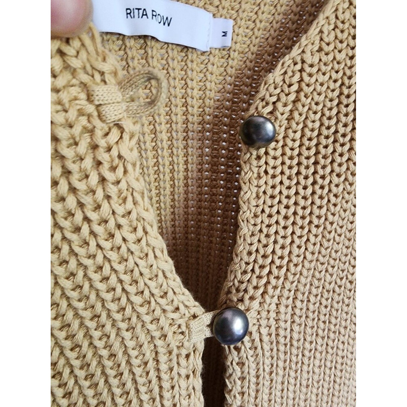 RITA ROW Chunky Knit Button Front Sweater Vest Mustard Yellow Size M