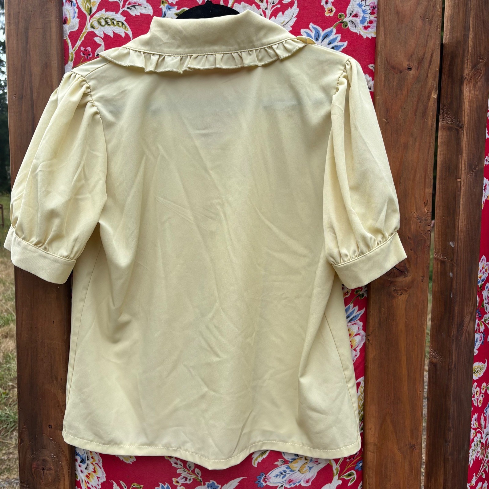 Vintage Butter Yellow Twee Collared Button Front Blouse Women’s Size L